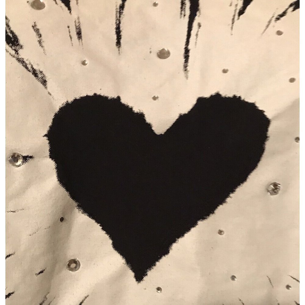 Olsenboye Black White Daisy Sequin Y2K Crop Top Cotton Size Medium - Picture 3 of 9